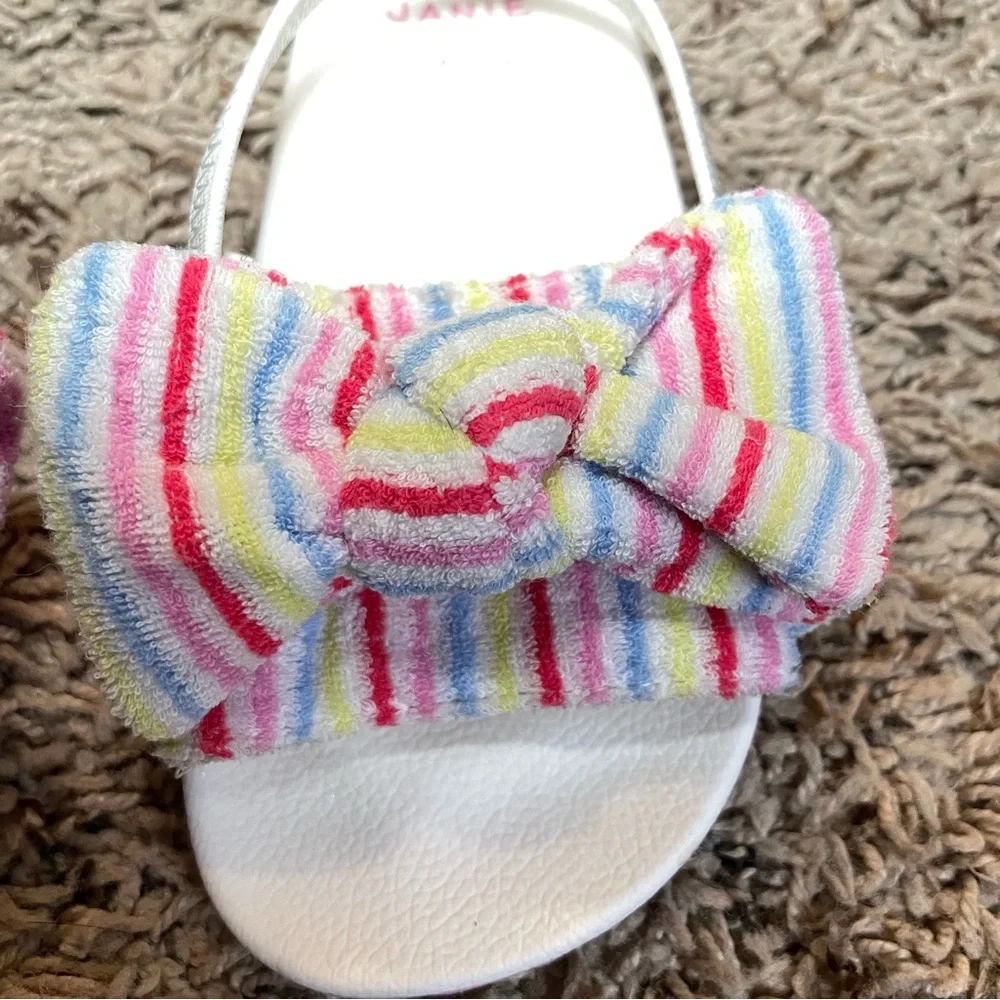 Janie & Jack Stripe Terry‎ Bow Pool Slides size 8